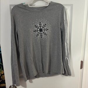 Gray Snowflake Long Sleeve Top